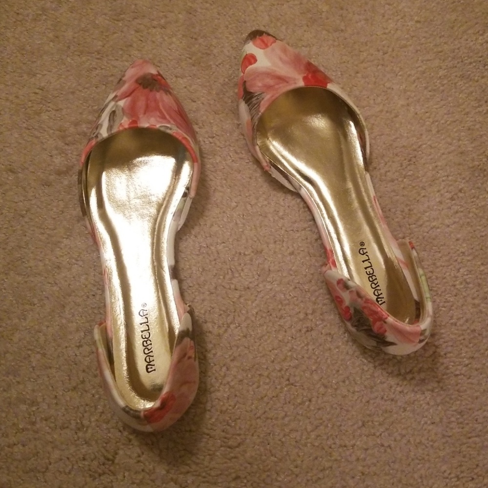 Flat multi color flower shoes